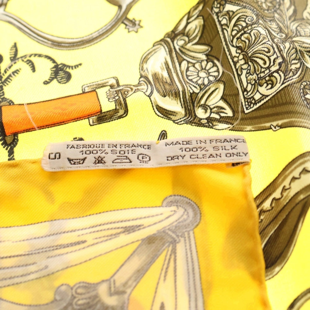 HERMES(エルメス) カレ40 Etriers シルクスカーフ イエロー レディース