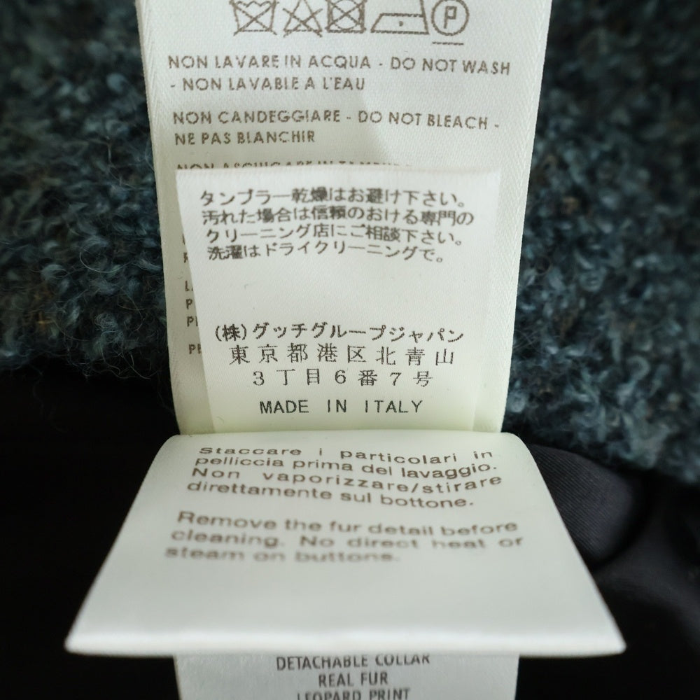 GUCCI(グッチ) アルパカウール レオパードカラー ダブルブレストニットジャケット ブルー 323291 ZAZ15 レディース