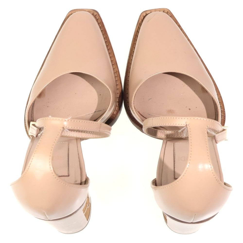 FENDI(フェンディ) FFロゴカットデザインヒール アンクルストラップパンプス ベージュ レディース