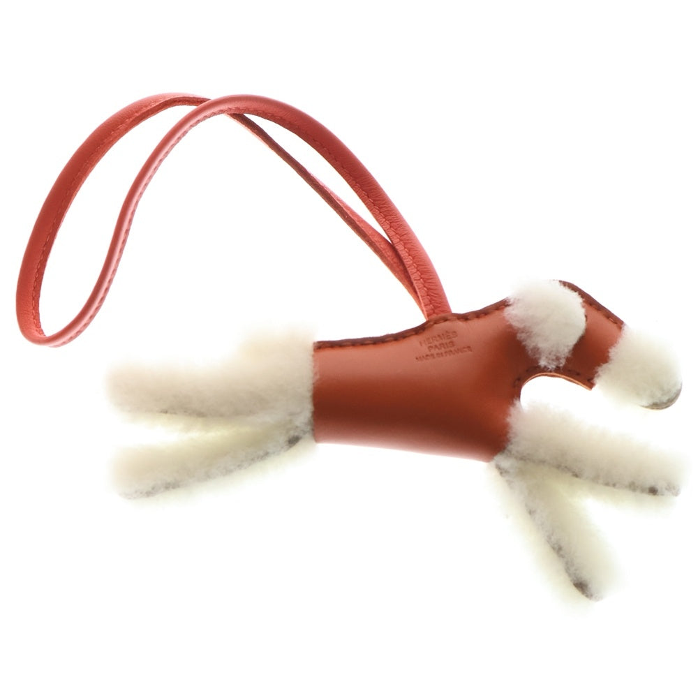 HERMES(エルメス) バディ バッグ チャーム アニョーミロ ムートン セサミ バッグチャーム レッド U刻印
