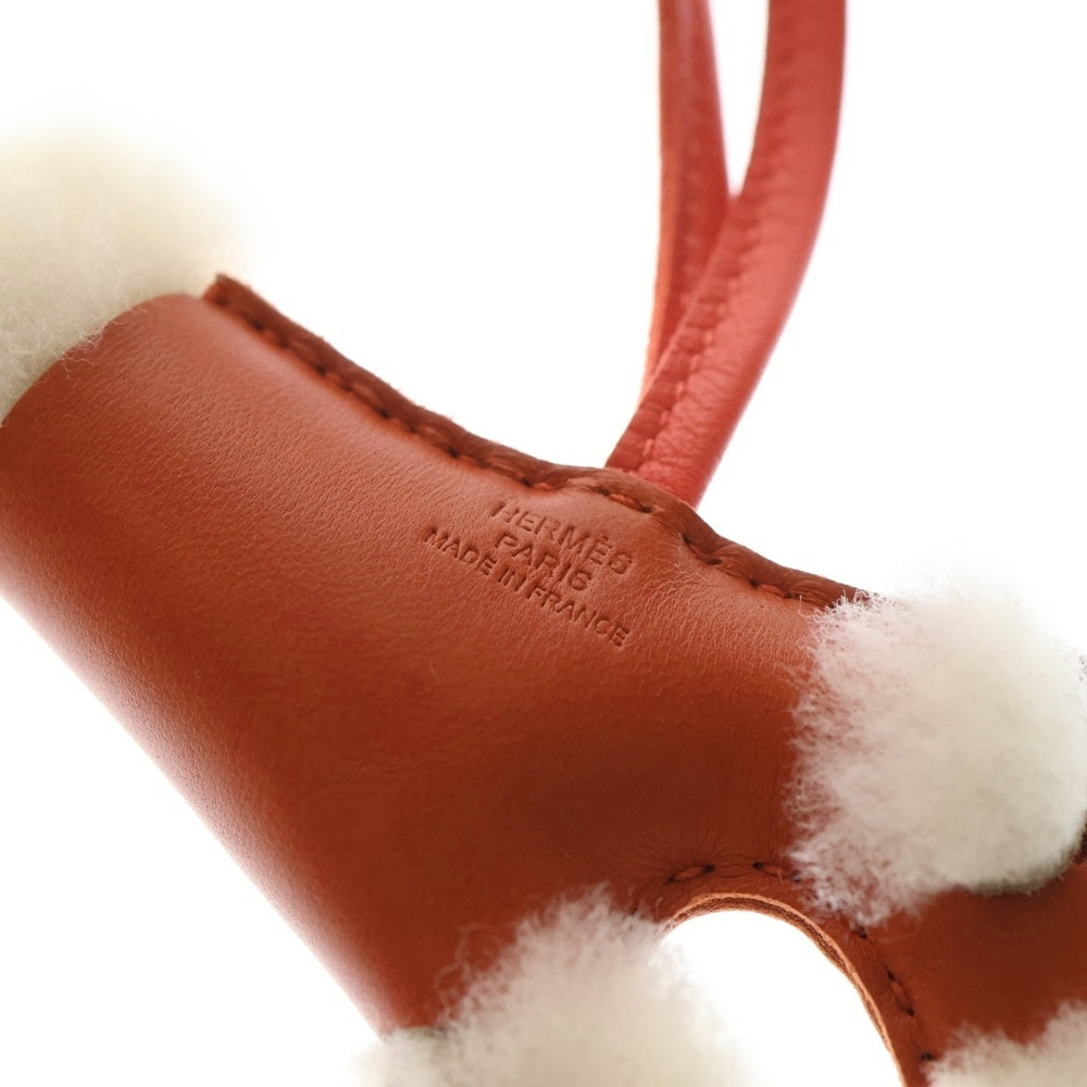 HERMES(エルメス) バディ バッグ チャーム アニョーミロ ムートン セサミ バッグチャーム レッド U刻印