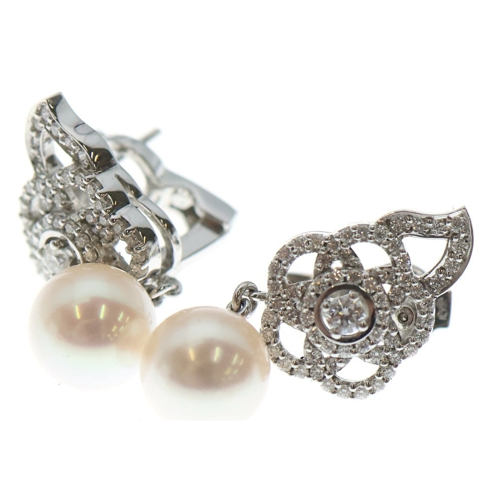 CHANEL(シャネル) K18WG カメリア ダイヤモンド パール ピアス ジュエリー レディース