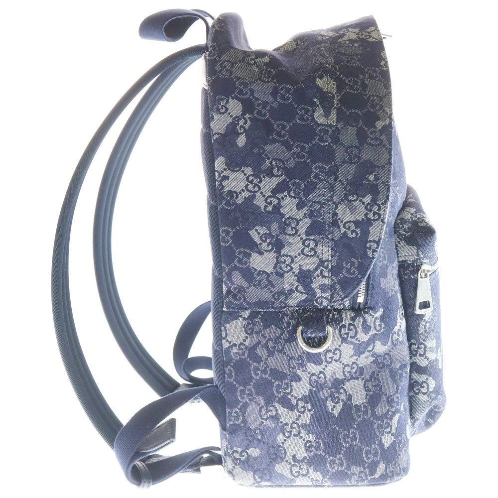 GUCCI(グッチ) GGデニム ラージ バックパック リュックサック ネイビー デニム×レザー 849008 シルバー金具 レディース