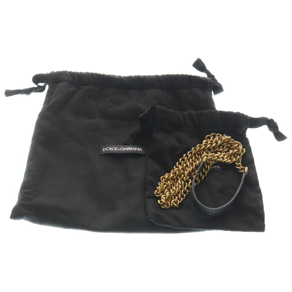 DOLCE & GABBANA(ドルチェアンドガッバーナ) ディヴォーション チェーンショルダーバッグ ハンドバッグ 2WAYバッグ ブラック レザー BB6711 ゴールド金具 レディース