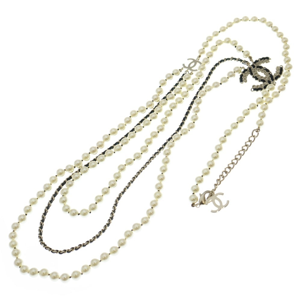 CHANEL(シャネル) ココマーク ロングパールネックレス ホワイト/ゴールド B20C レディース