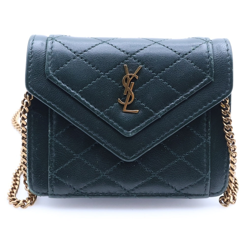 SAINT LAURENT PARIS(サンローランパリ) ゲイビー マイクロ チェーンバッグ グリーン レザー ミニバッグ 685612 レディース