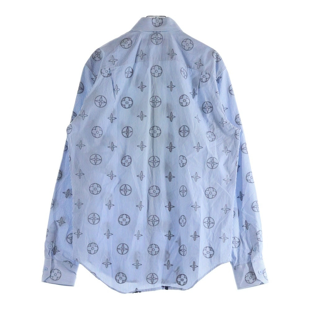 LOUIS VUITTON(ルイヴィトン) 21SS モノグラム総柄ストライプ長袖シャツ ライトブルー RM211M ZQJ HKS17W