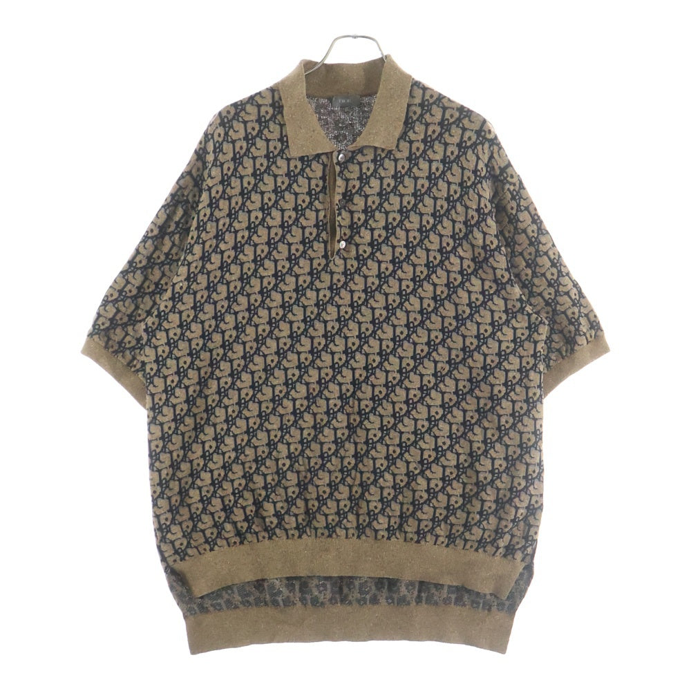 DIOR(ディオール) 22AW Cactus Jack Oversized Polo Shirt カクタス ジャック オブリーク オーバーサイズ ニット ポロシャツ ブラウン