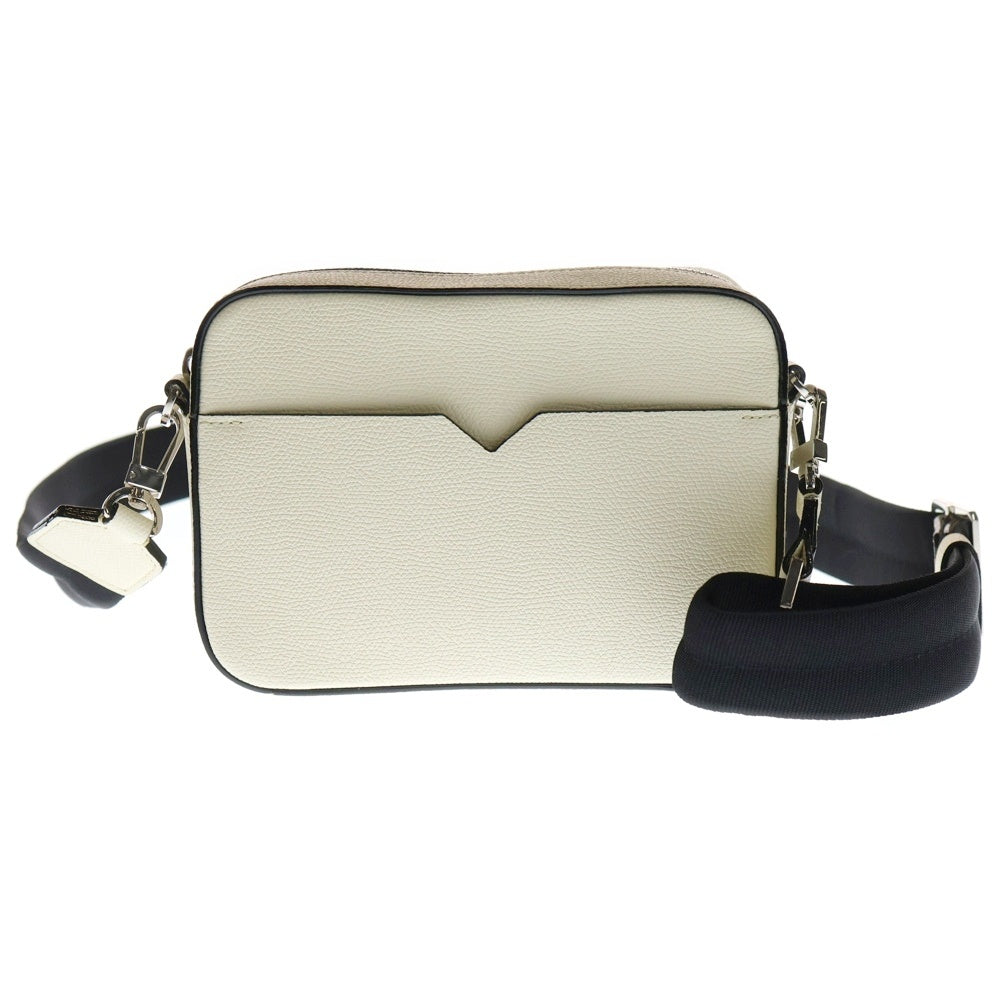 Valextra(ヴァレクストラ) Vライン ショルダーバッグ ホワイト ミニ ソフト カーフレザー レディース