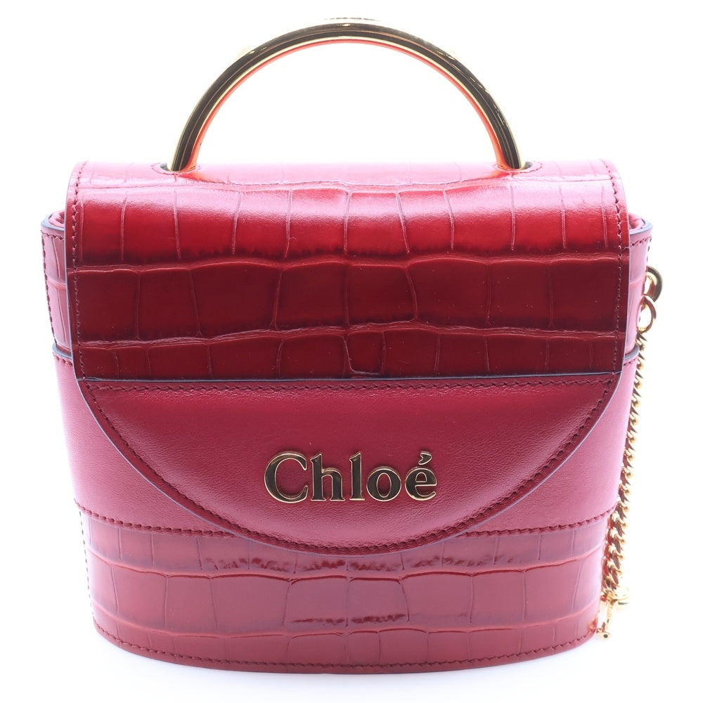 Chloe(クロエ) アビーロック チェーンショルダー レッド バック 型押しレザー レディース