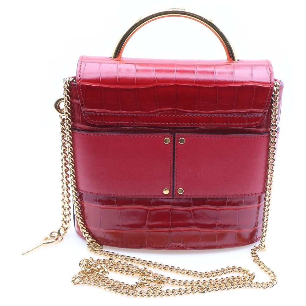 Chloe(クロエ) アビーロック チェーンショルダー レッド バック 型押しレザー レディース