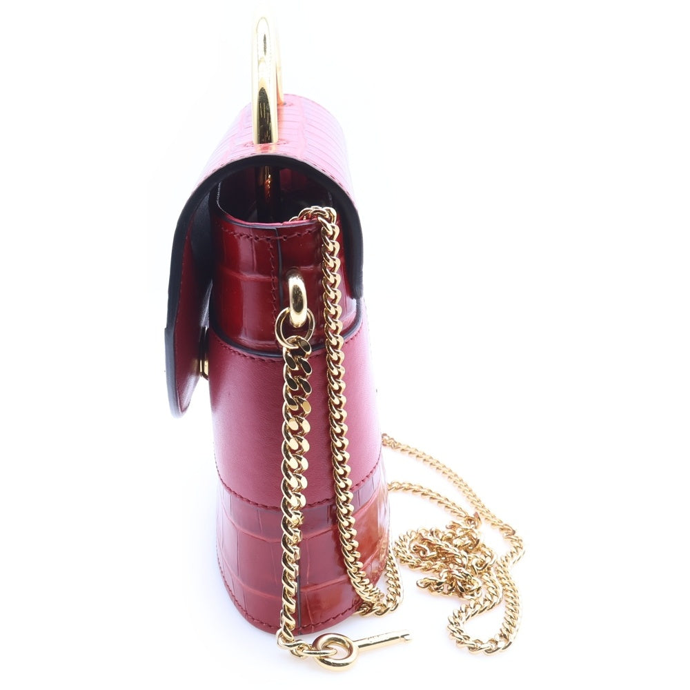 Chloe(クロエ) アビーロック チェーンショルダー レッド バック 型押しレザー レディース