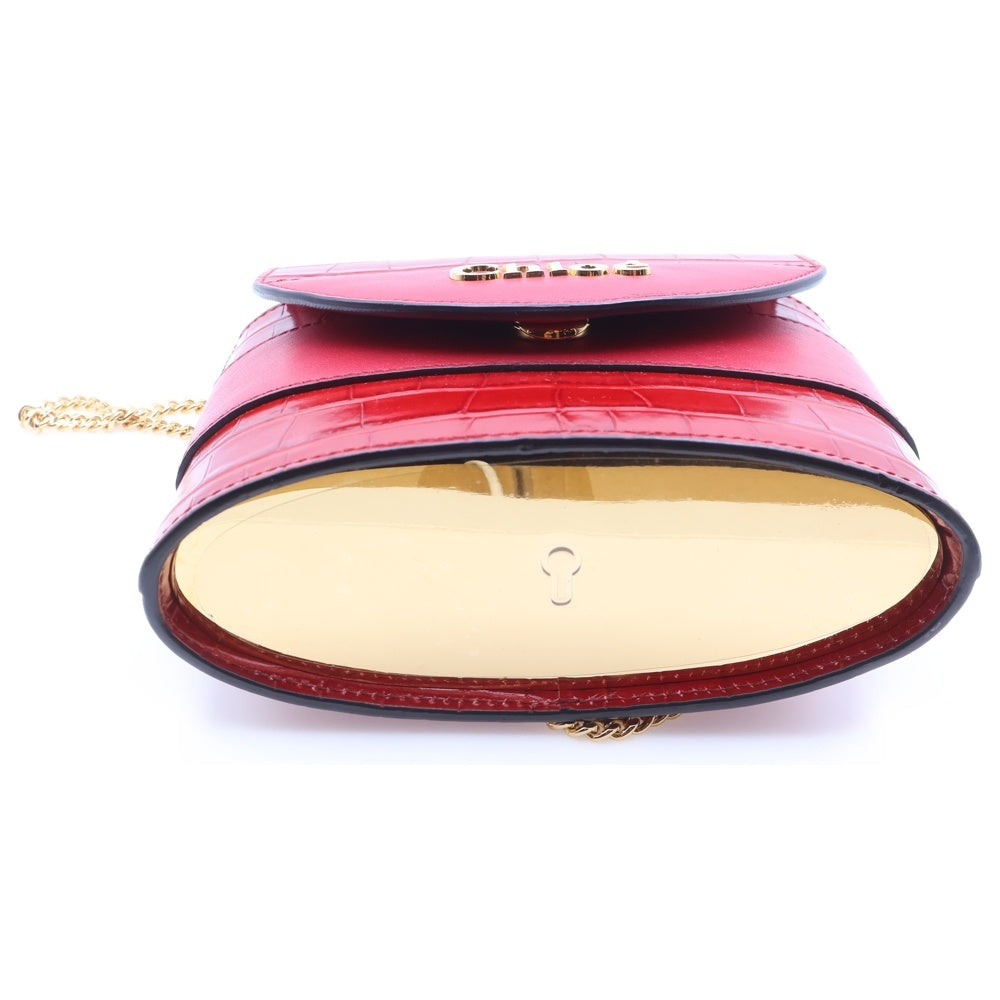 Chloe(クロエ) アビーロック チェーンショルダー レッド バック 型押しレザー レディース