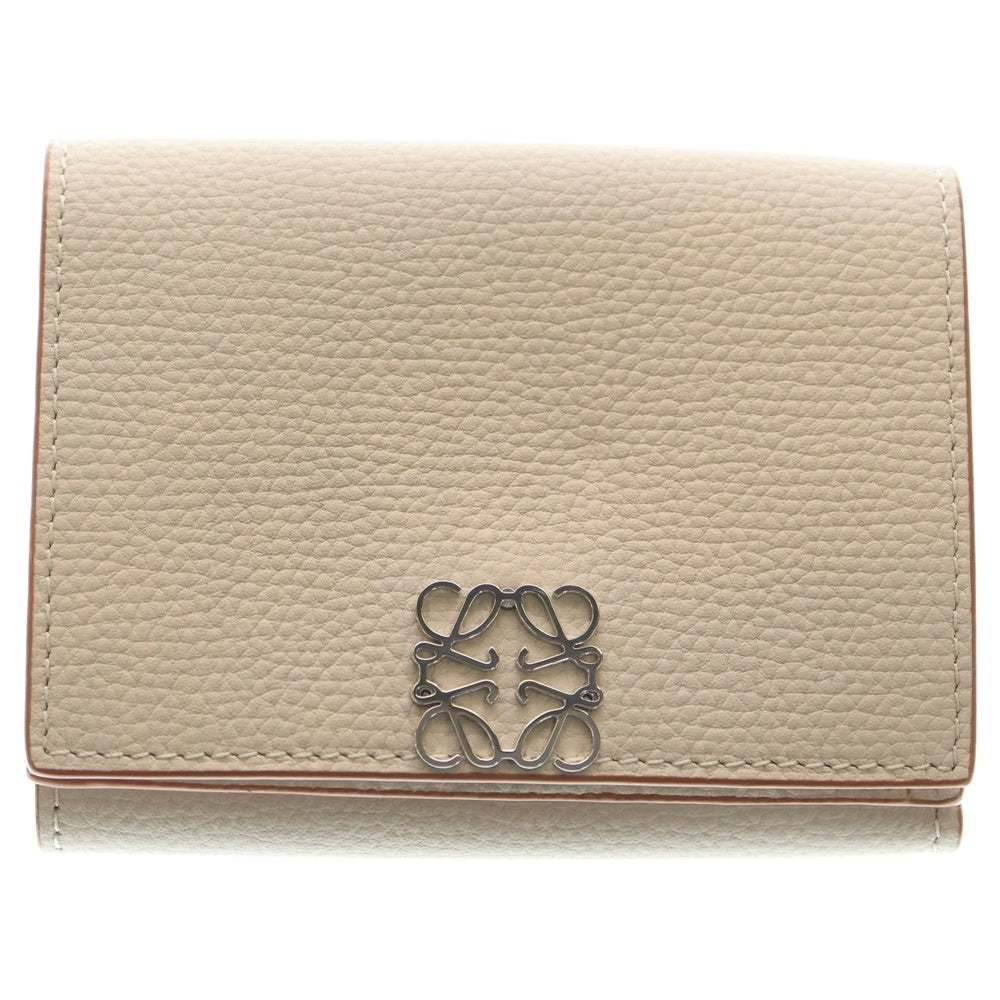 LOEWE(ロエベ) トライフォールド コンパクトウォレット ベージュ レザー 三つ折り財布