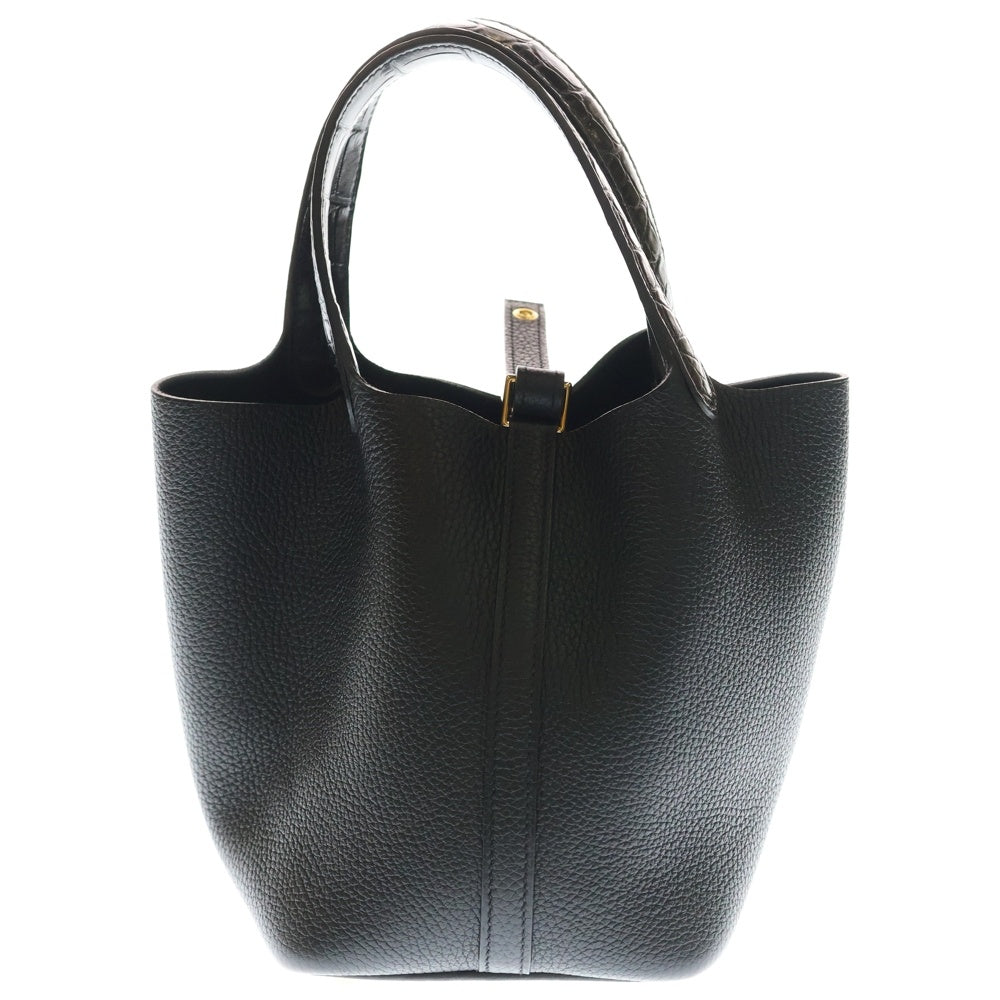 HERMES(エルメス) ピコタンロック タッチPM ブラック アリゲーター トリヨンクレマンス ハンドバッグ ゴールド金具 Y刻印