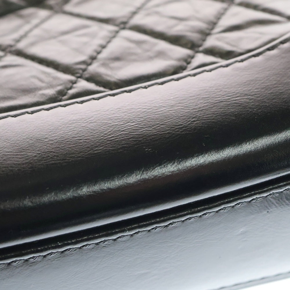 CHANEL(シャネル) ガブリエルドゥ チェーンショルダーバッグ ラムスキン シルバー×ゴールド金具 ブラック レディース