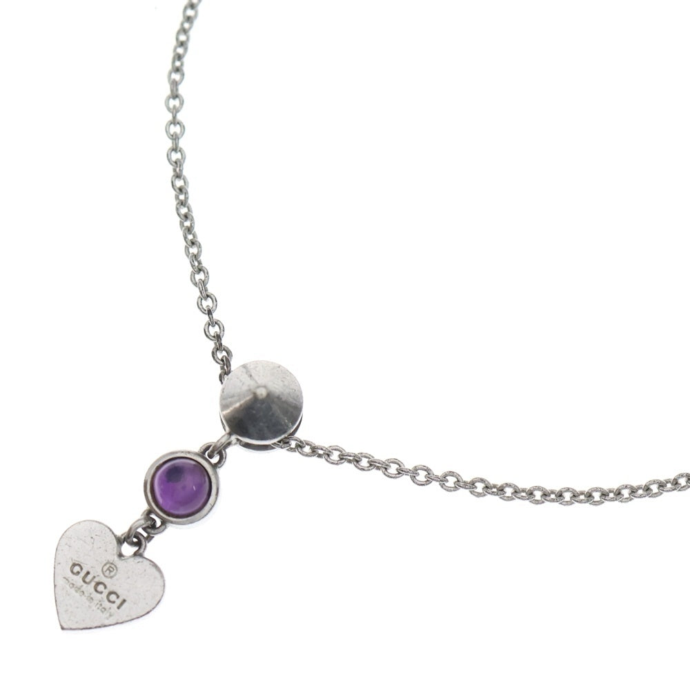 GUCCI(グッチ) ハート ストーン パープル ネックレス ペンダント シルバー レディース