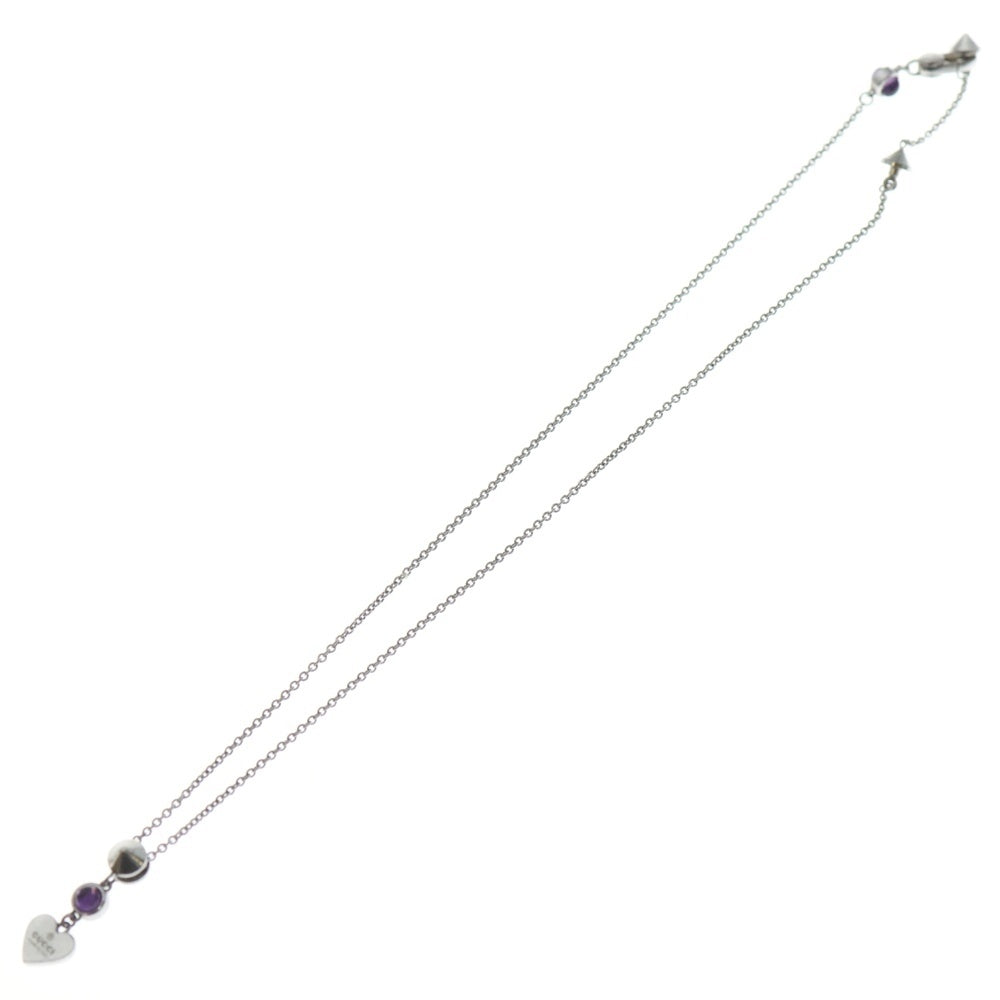GUCCI(グッチ) ハート ストーン パープル ネックレス ペンダント シルバー レディース