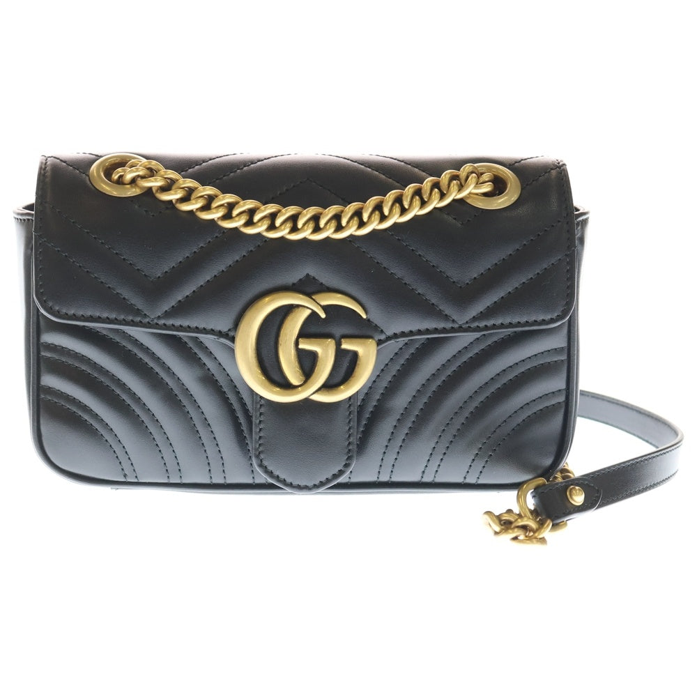 GUCCI(グッチ) GGマーモント チェーンショルダーバッグ ブラック レザー 446744 レディース