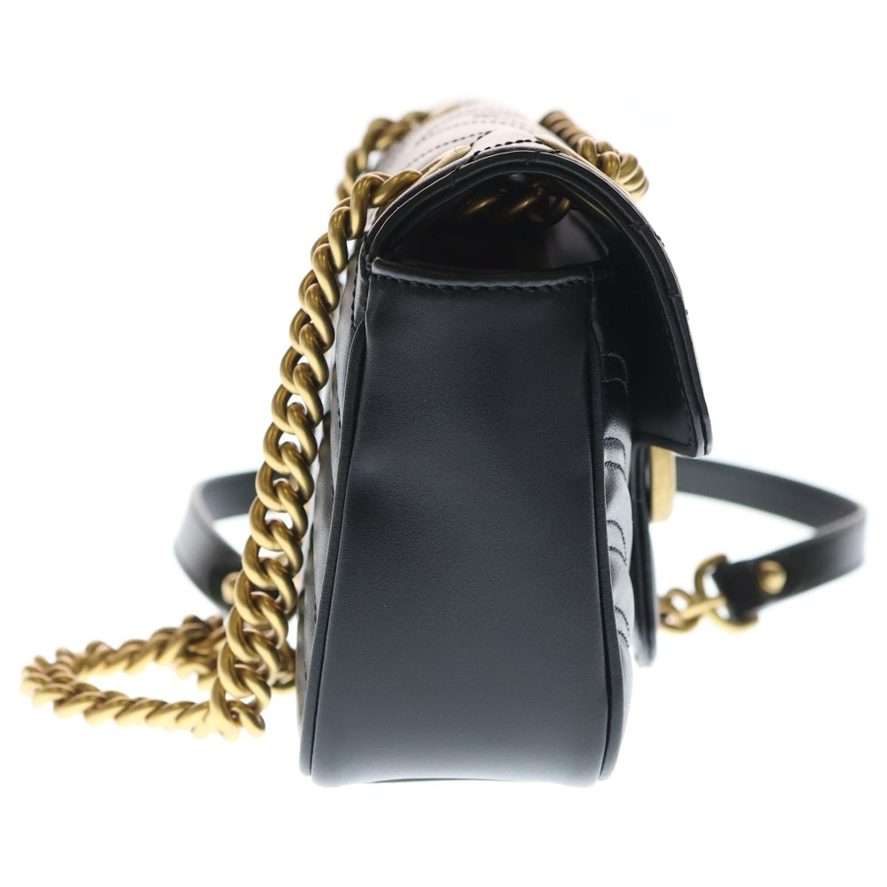 GUCCI(グッチ) GGマーモント チェーンショルダーバッグ ブラック レザー 446744 レディース
