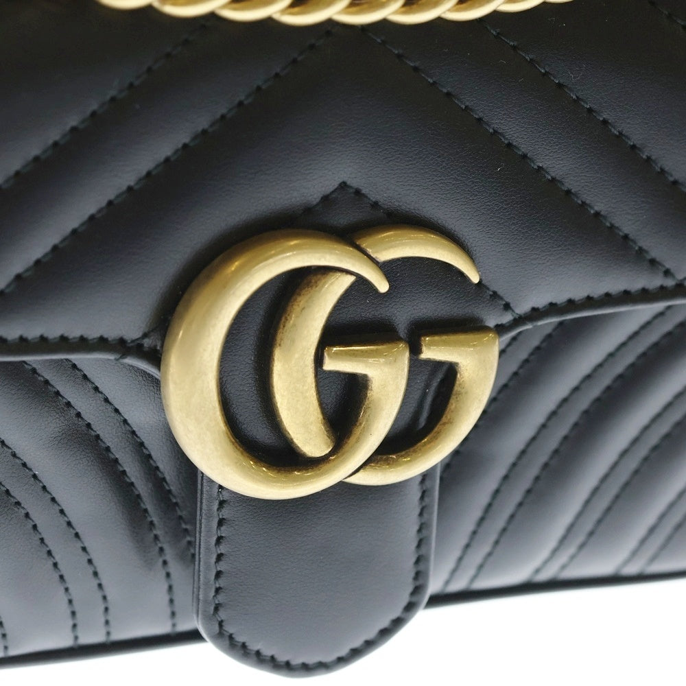 GUCCI(グッチ) GGマーモント チェーンショルダーバッグ ブラック レザー 446744 レディース