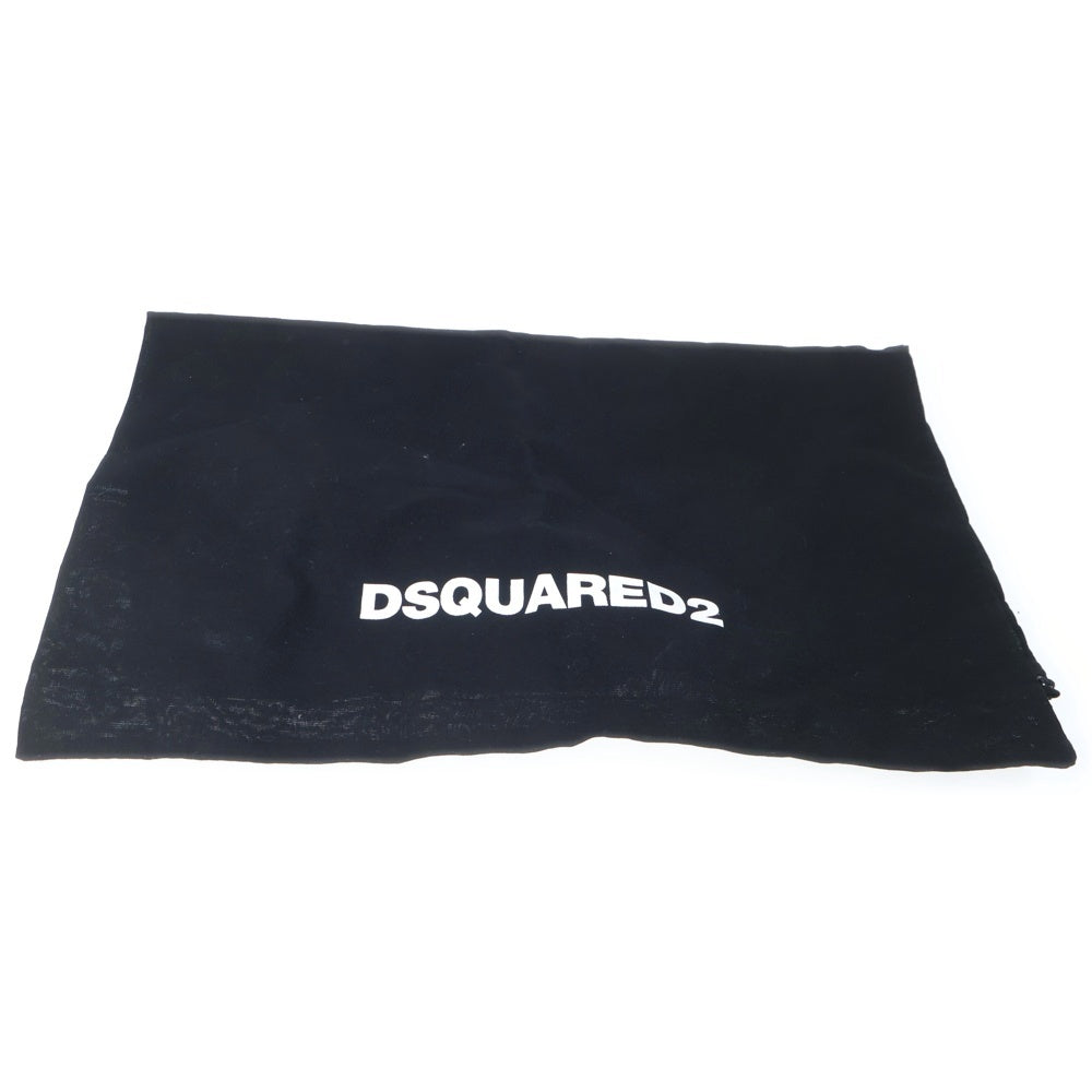 DSQUARED2(ディースクエアード) ラメグリッター レオパード総柄 サイドジップ ヒール スクエアトゥ ショートブーツ ゴールド レディース