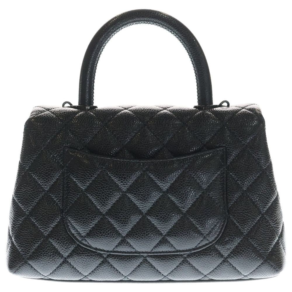 CHANEL(シャネル) ココハンドルXS マトラッセ キャビアスキン レザー ココマーク 2WAY ハンド チェーンショルダーバッグ ブラック A92990 レディース