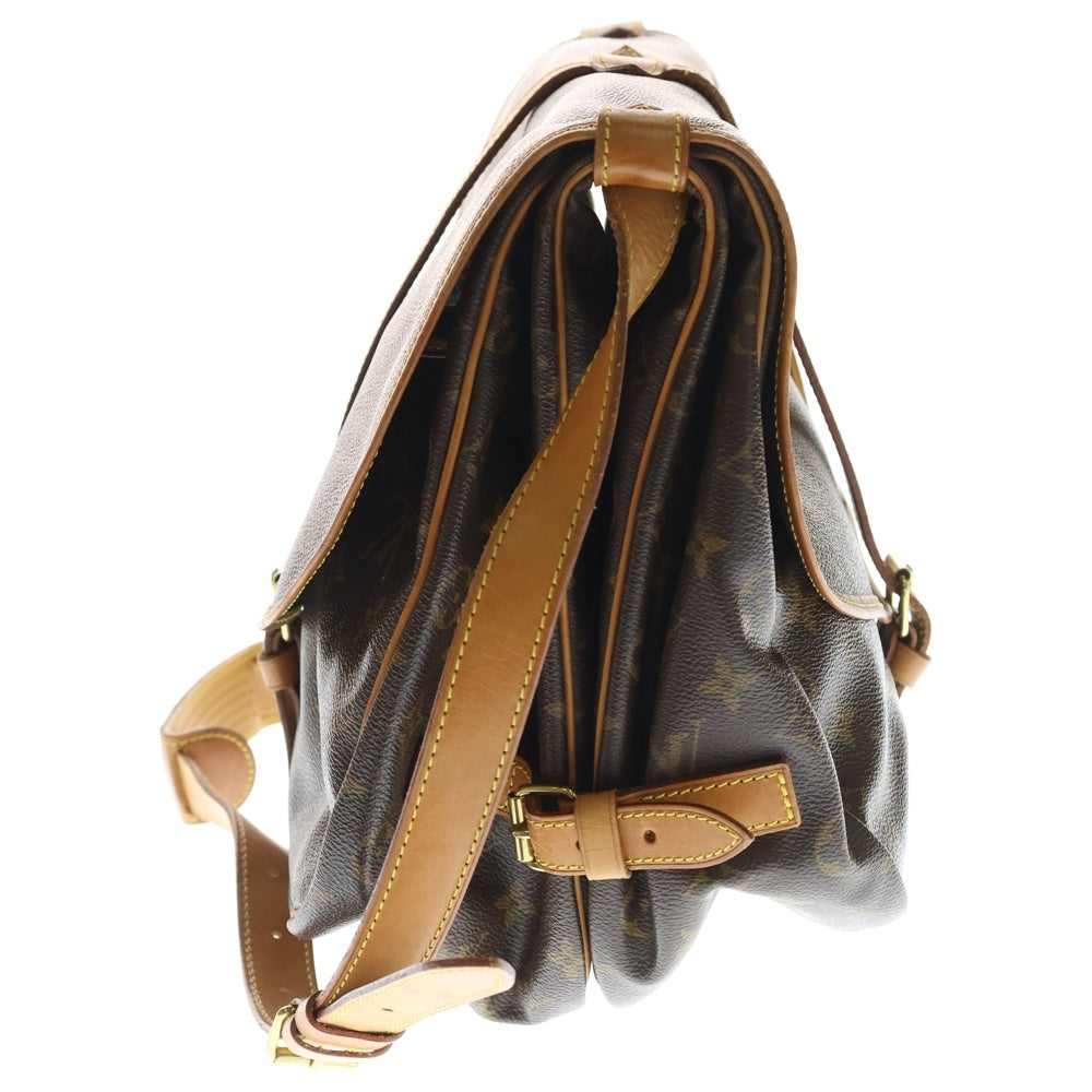 LOUIS VUITTON(ルイヴィトン) モノグラム ソミュール35 ショルダーバッグ ブラウン レザー×PVC M42254 ゴールド金具 レディース
