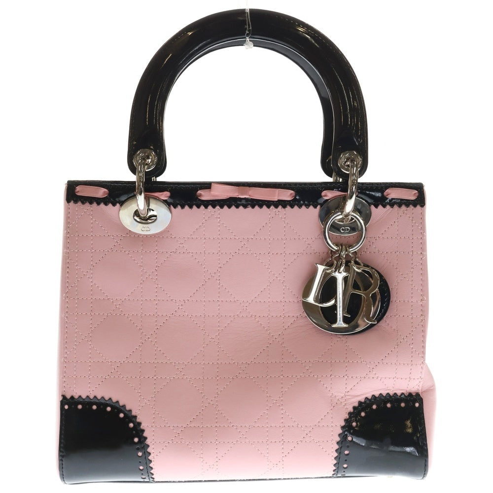 Christian Dior(クリスチャンディオール) レディディオール レザー リボン 2WAY ハンド ショルダーバッグ ピンク/ブラック LRB44551