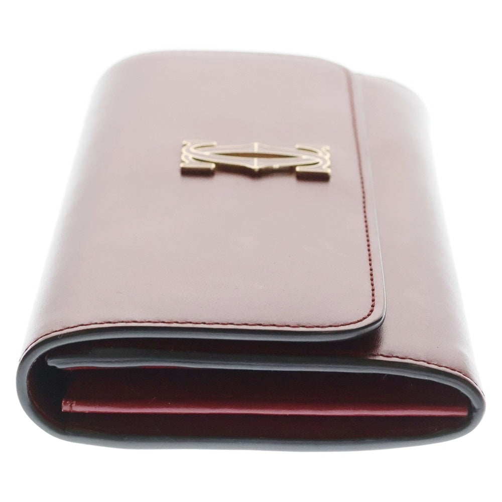 Cartier(カルティエ) ドゥーブルC ロングウォレット 二つ折り長財布 ボルドー レザー レディース