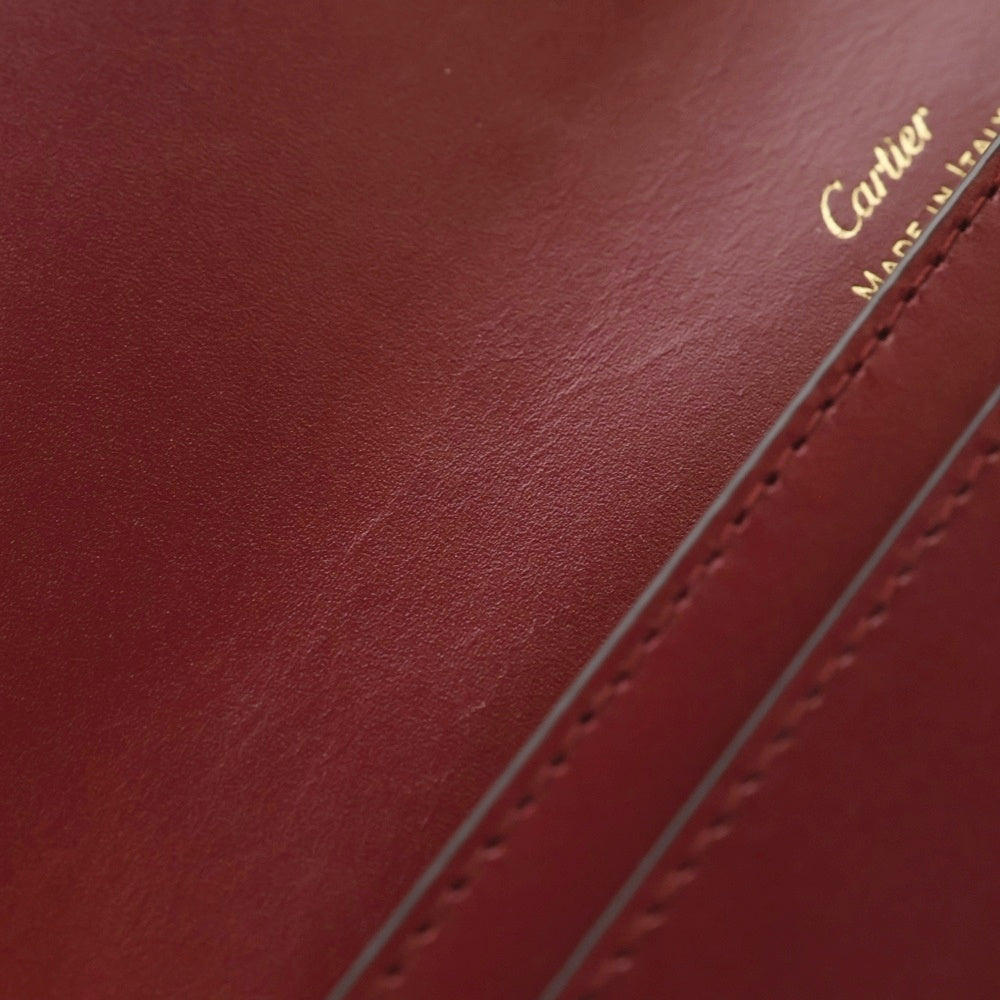Cartier(カルティエ) ドゥーブルC ロングウォレット 二つ折り長財布 ボルドー レザー レディース