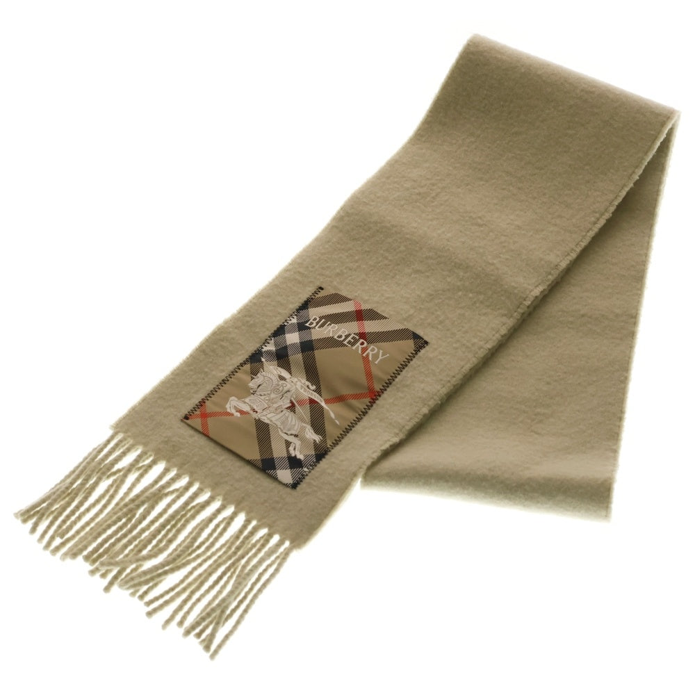 BURBERRY(バーバリー) チェック柄 ロゴパッチカシミヤマフラー ベージュ 8103995 レディース