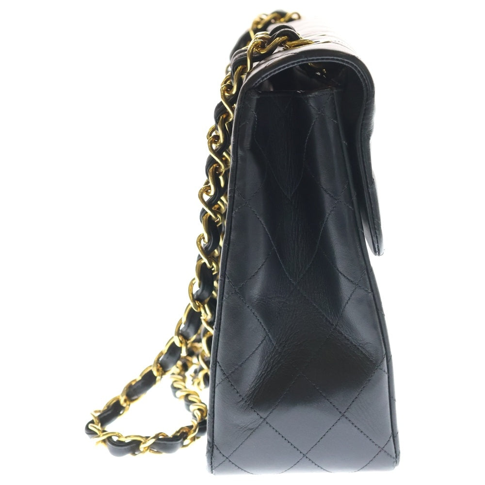 CHANEL(シャネル) デカマトラッセ34 SフラップWチェーン ショルダーバッグ ラムスキン ブラック金具 ブラック レディース