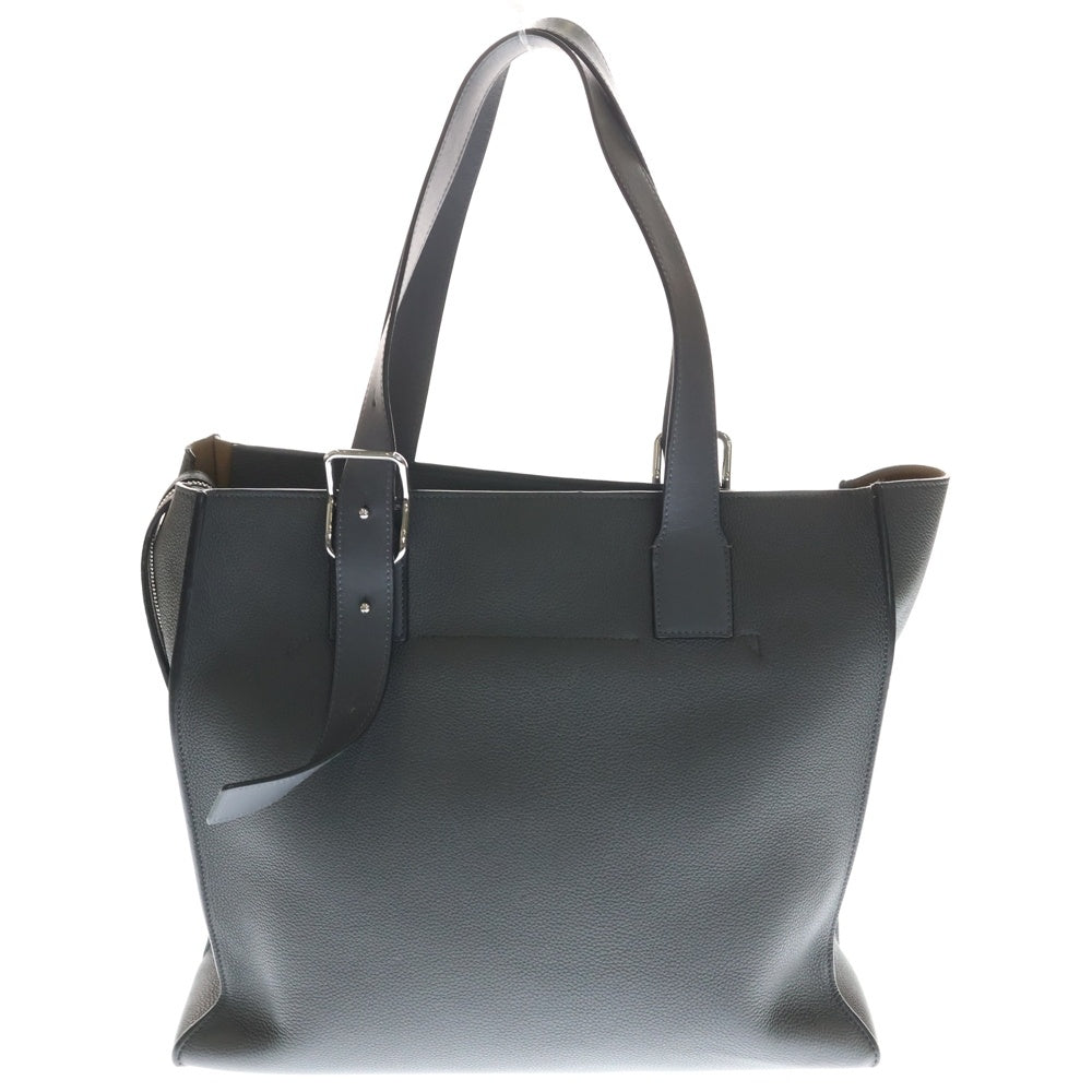 LOEWE(ロエベ) バックル トートバッグ ハンドバッグ ダークグレー レザー シルバー金具