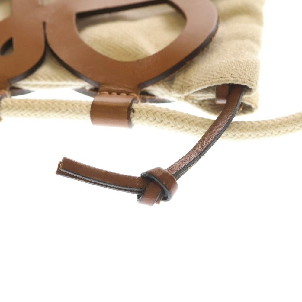 LOEWE(ロエベ) アナグラム カット ショルダーバッグ 巾着バッグ ミニバッグ ブラウン×ベージュ レディース