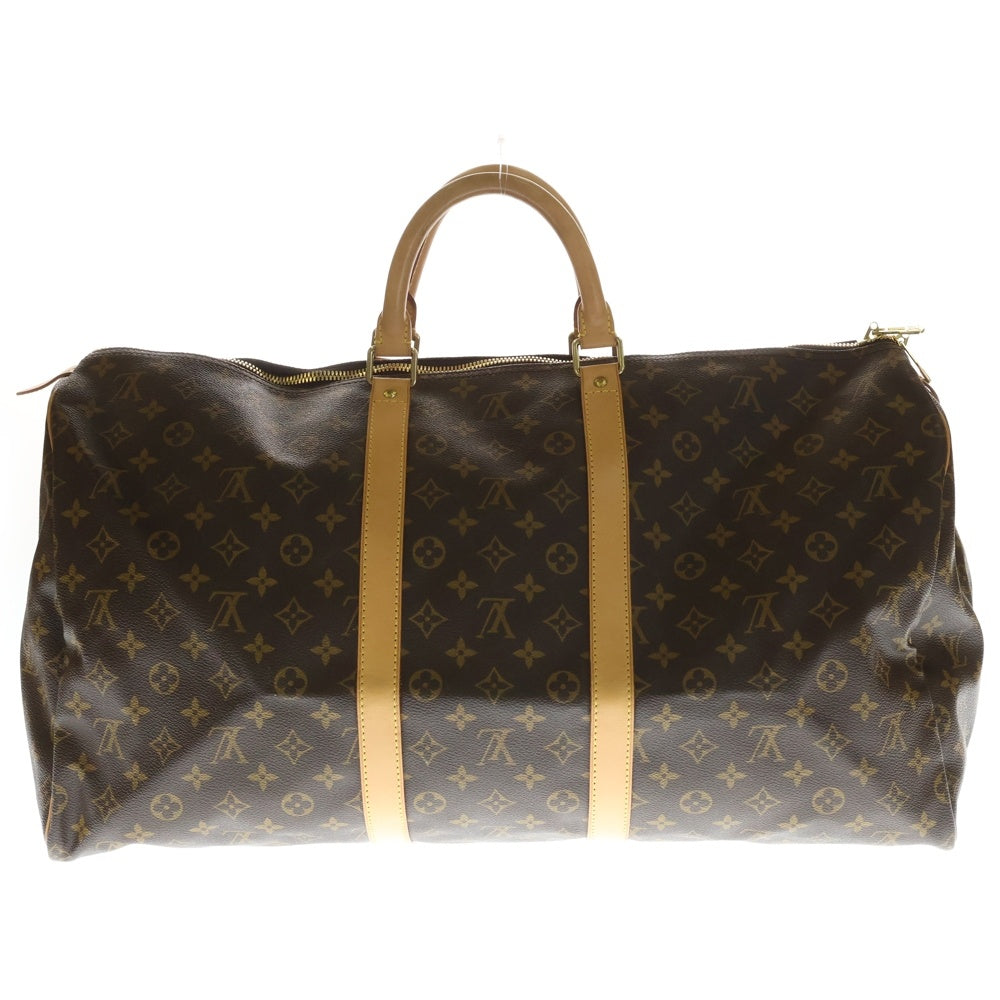 LOUIS VUITTON(ルイヴィトン) モノグラム キーポル55 ボストンバッグ ハンドバッグ トラベルバッグ ブラウン レザー×PVC M41424 ゴールド金具 レディース