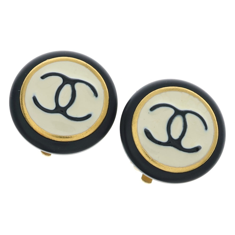 CHANEL(シャネル) ココマーク イヤリング ブラック×ホワイト×ゴールド レディース