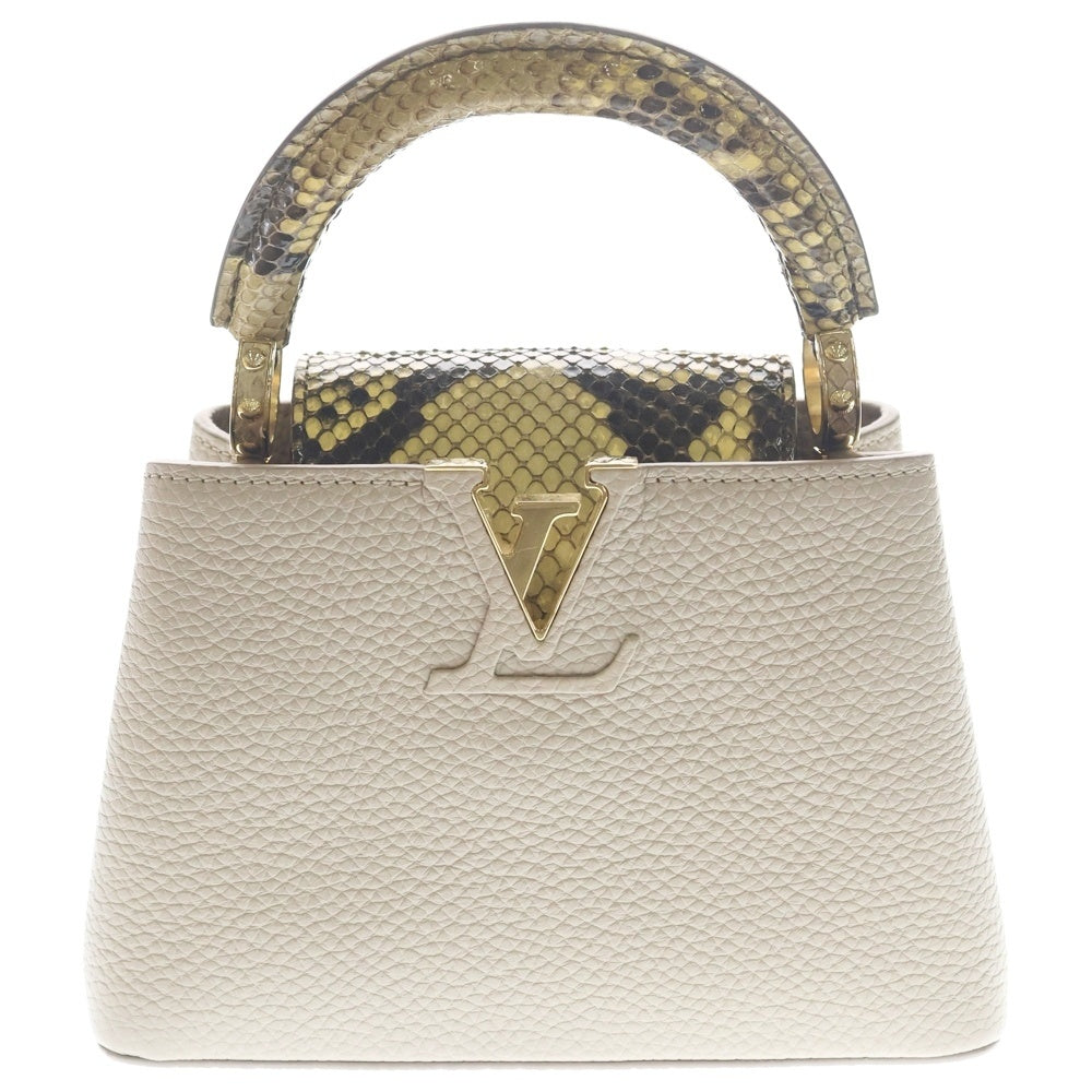 LOUIS VUITTON(ルイヴィトン) カプシーヌミニ 2wayバッグ ハンドバッグ ショルダーバッグ ベージュ パイソンxトリヨンレザー ガレ N81258 ゴールド金具 レディース