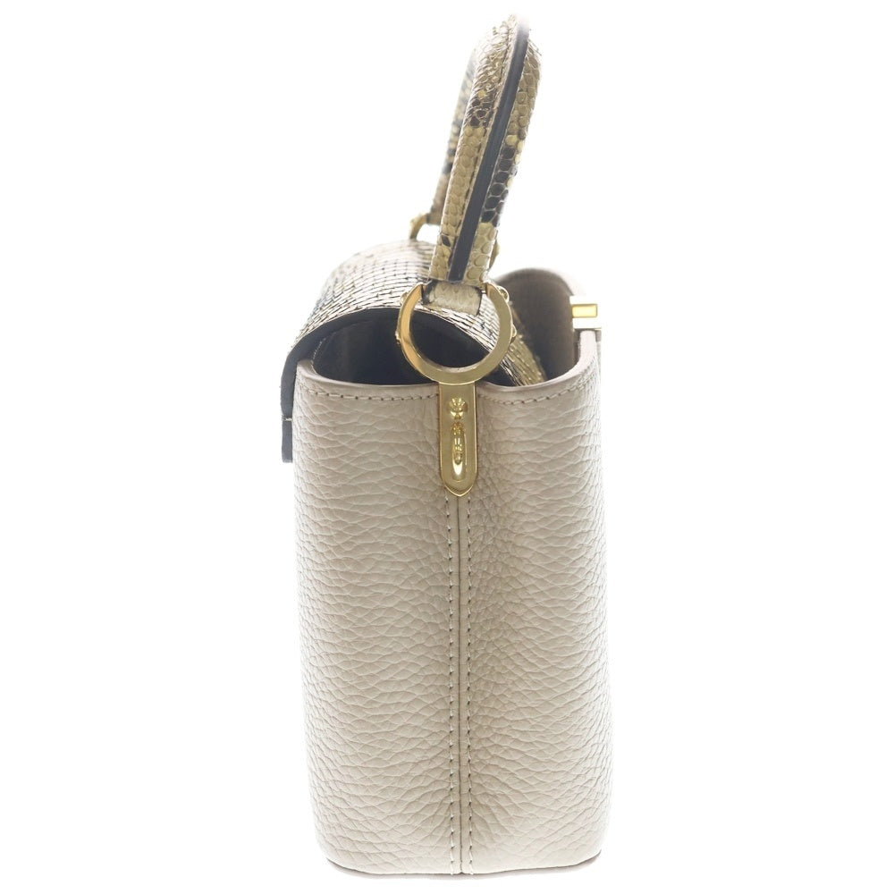 LOUIS VUITTON(ルイヴィトン) カプシーヌミニ 2wayバッグ ハンドバッグ ショルダーバッグ ベージュ パイソンxトリヨンレザー ガレ N81258 ゴールド金具 レディース