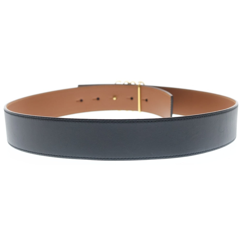 LOEWE(ロエベ) アナグラムロゴ バックル リバーシブル レザー ベルト ゴールド金具 ブラック/ブラウン