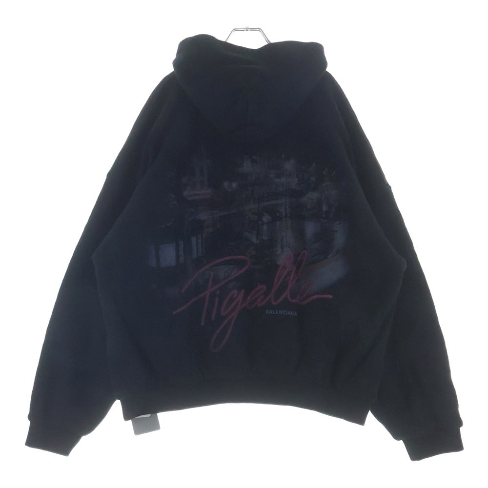BALENCIAGA(バレンシアガ) pigalle hoodie バック グラフィックプリント フリース ジップアップ パーカー フーディー ブラック 768694