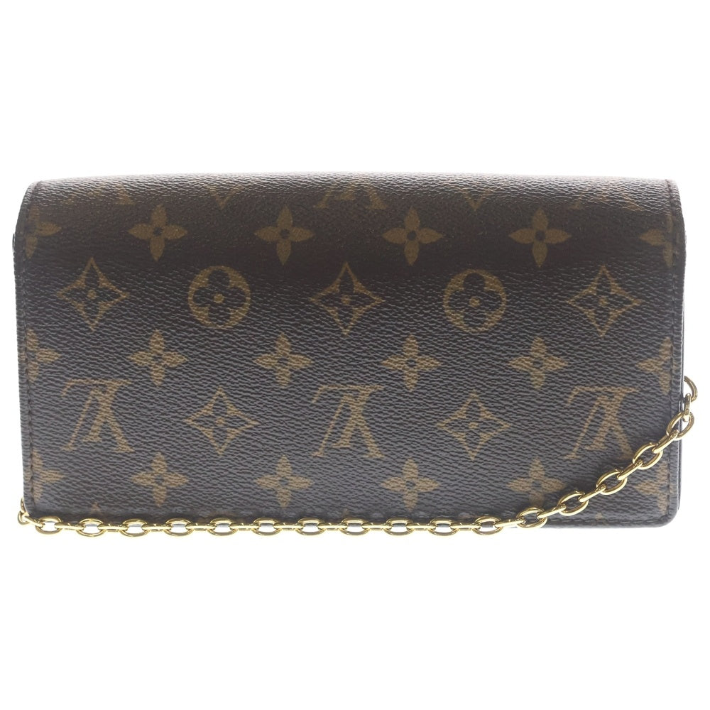 LOUIS VUITTON(ルイヴィトン) モノグラム ウォレット オン チェーン リリー ショルダーバッグ ミニバッグ ブラウン レザー×PVC M82509 ゴールド金具 レディース