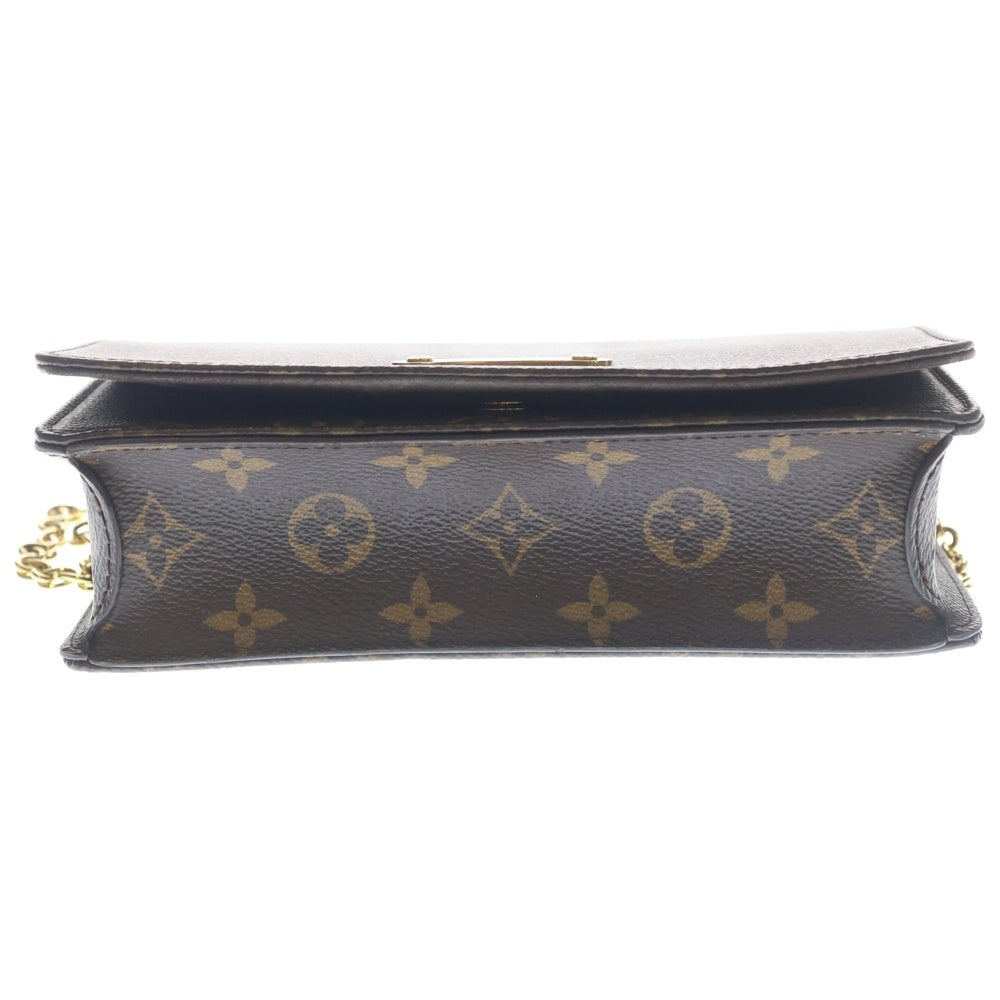LOUIS VUITTON(ルイヴィトン) モノグラム ウォレット オン チェーン リリー ショルダーバッグ ミニバッグ ブラウン レザー×PVC M82509 ゴールド金具 レディース