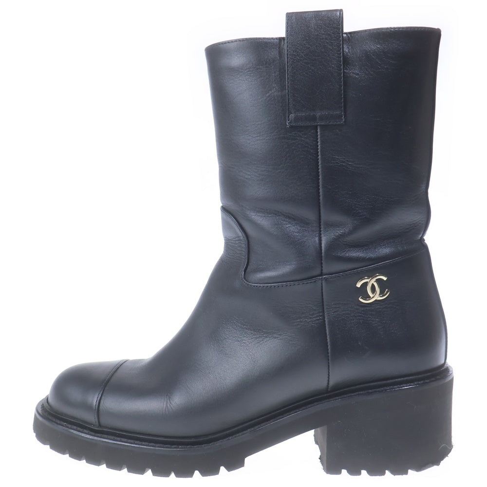 CHANEL(シャネル) エンジニアブーツ ブラック レザー#36 レディース