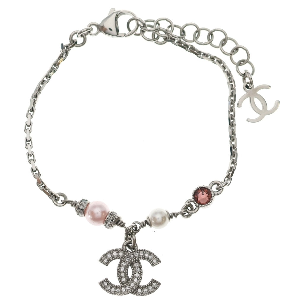CHANEL(シャネル) ココマーク ブレスレット チェーン シルバー×ピンク レディース