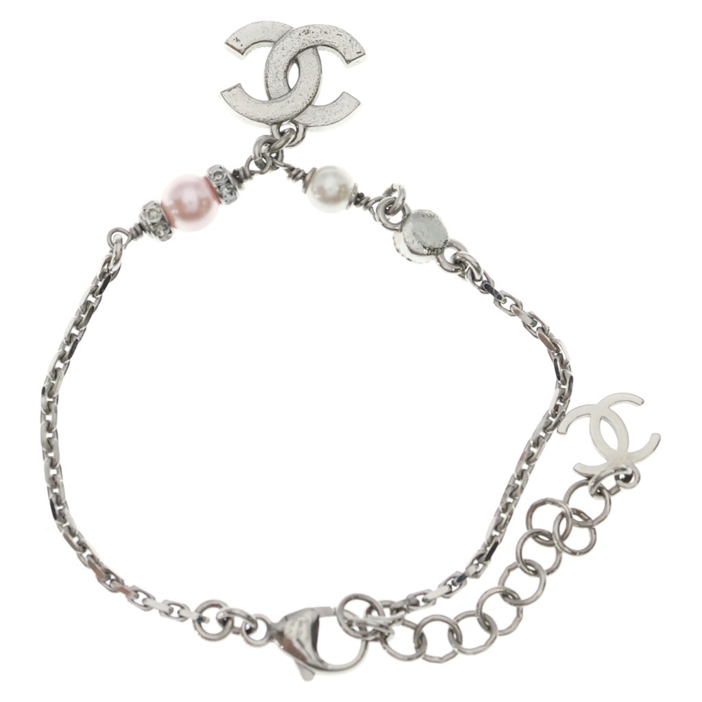 CHANEL(シャネル) ココマーク ブレスレット チェーン シルバー×ピンク レディース