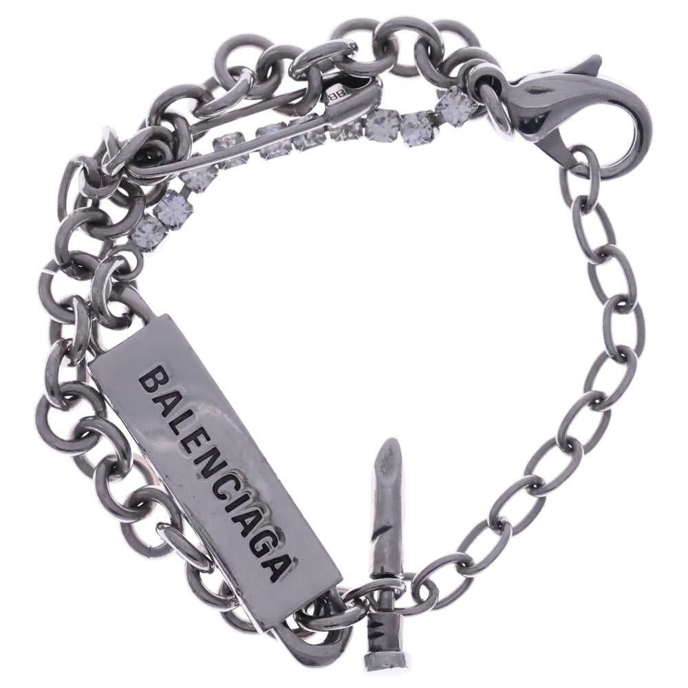 BALENCIAGA(バレンシアガ) Diy Bracelet ラインストーン シルバー チェーン ブレスレット バッグチャーム 836472TZB2S 5645 レディース