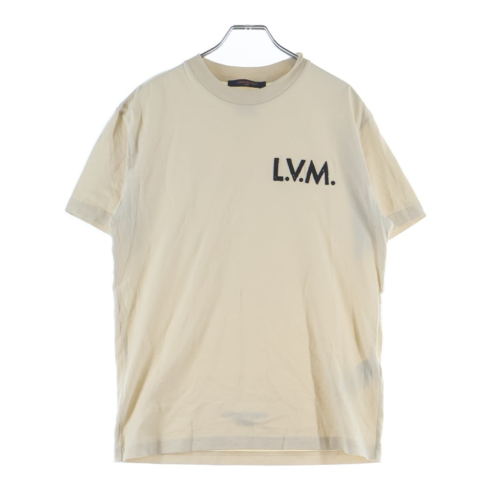 LOUIS VUITTON(ルイヴィトン) 26SS L.V.M. ロゴ刺繍 クルーネック 半袖Tシャツ カットソー ベージュ RM261M NPG HUY91W