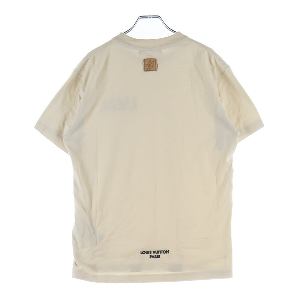 LOUIS VUITTON(ルイヴィトン) 26SS L.V.M. ロゴ刺繍 クルーネック 半袖Tシャツ カットソー ベージュ RM261M NPG HUY91W
