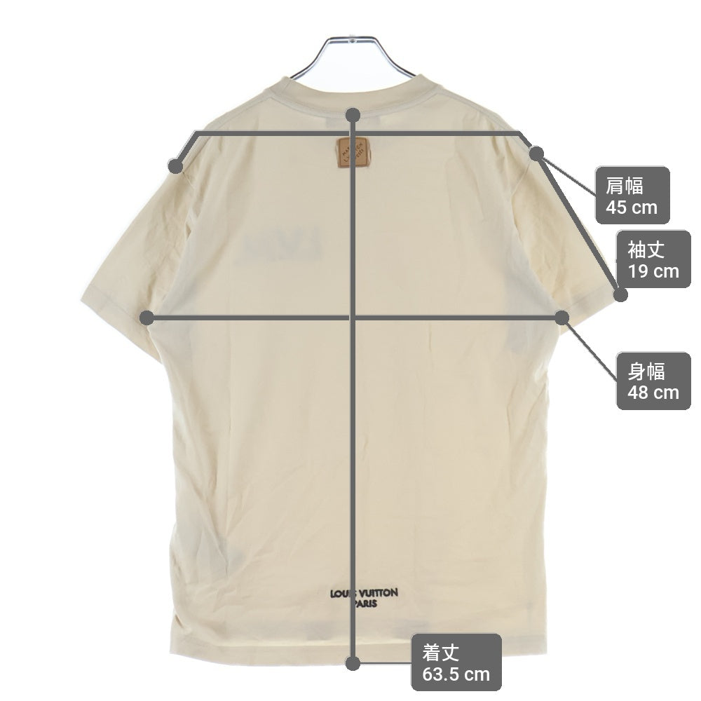 LOUIS VUITTON(ルイヴィトン) 26SS L.V.M. ロゴ刺繍 クルーネック 半袖Tシャツ カットソー ベージュ RM261M NPG HUY91W